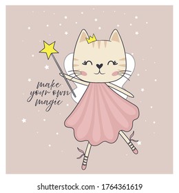 Cute cat illustration for apparel or other uses,in vector.