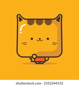 Cute cat illustration with big head for element design