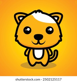 Cute Cat illustration with bright colors and line art