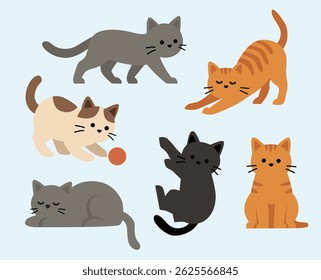 bonitinho gato ilustração conjunto de caracteres