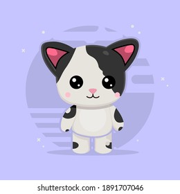 Cute Cat illustration. concept isolated. flat cartoon style vector