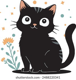 lindo gato, ilustración, Vector de arte conceptual 