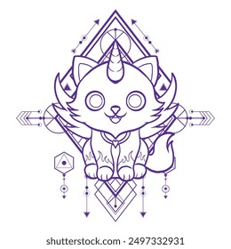 Cute Cat Illustration for Design Print 2 Can Use for e-sport logo and more