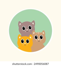 cute cat illustration, with happy expression, flat design style
