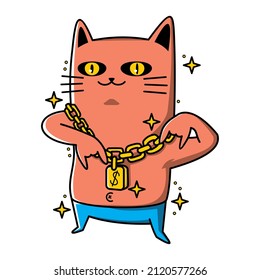 cute cat illustration in hip hop style 