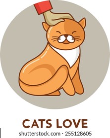 Cute cat illustration and icon