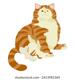Cute cat illustration isolated on a white background PNG. Bright color cartoon cat vector illustration.