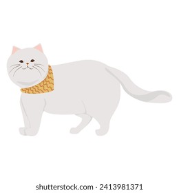Cute cat illustration isolated on a white background PNG. Bright color cartoon cat vector illustration.