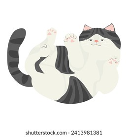 Cute cat illustration isolated on a white background PNG. Bright color cartoon cat vector illustration.