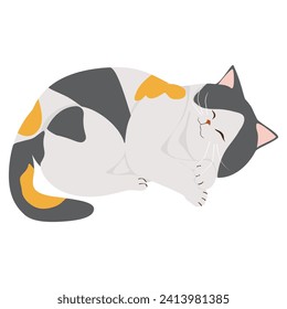 Cute cat illustration isolated on a white background PNG. Bright color cartoon cat vector illustration.