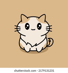 Cute cat illustration kawaii cartoon logo