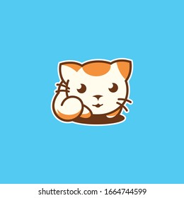 cute cat illustration logo design