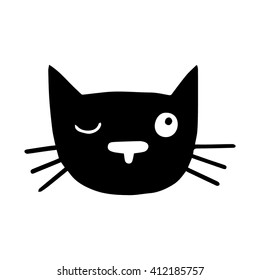 Cute cat illustration, made in simple flat style. Lovely vector drawing, can be used as logo, symbol or mascot of a pet shop, veterinary or any cat related organization.