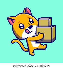 Cute a cat Illustration. Nature Icon Concept Isolated Premium Vector. Flat Cartoon Style