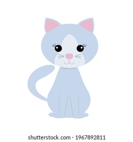 Ilustración de gatito en un fondo blanco. Caricatura. Ilustración vectorial con gato para tarjetas, estuche, textiles, invitación, carteles, etc.