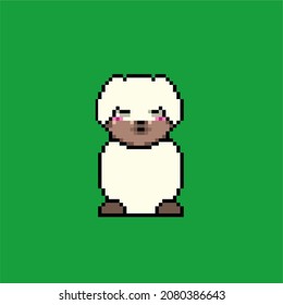 cute cat illustration, pixel art style in vector EPS