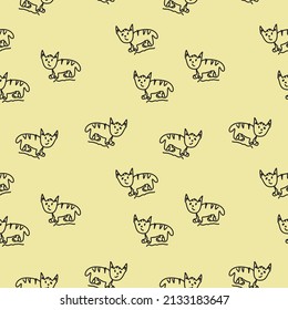 CUTE CAT ILLUSTRATION SEAMLESS PATTERN 