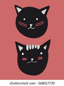 cute cat illustration series  red background
