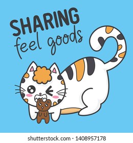 Cute cat illustration with simple quote