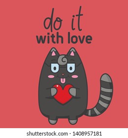 Cute cat illustration with simple quote
