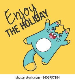 Cute cat illustration with simple quote