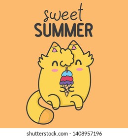 Cute cat illustration with simple quote