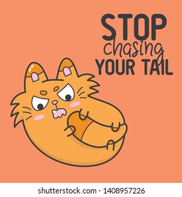Cute cat illustration with simple quote
