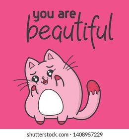 Cute cat illustration with simple quote