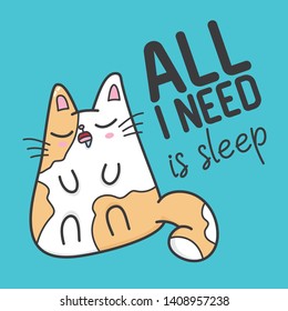 Cute cat illustration with simple quote