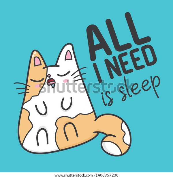 Cute Cat Illustration Simple Quote Stock Vector Royalty Free