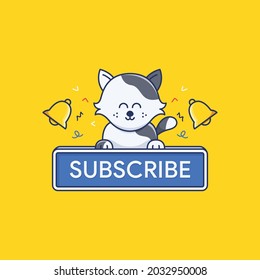 süße Katzen-Illustration mit Abonnentaste