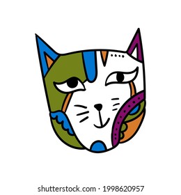 cute cat illustration suitable for children, with cubism art style