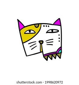cute cat illustration suitable for children, with cubism art style