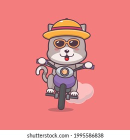 Cute cat illustration. Summer time. Cute vector design character. Vector isolated flat illustration for poster, brochure, web, mascot, sticker, logo and icon.