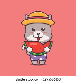Cute cat illustration. Summer time. Cute vector design character. Vector isolated flat illustration for poster, brochure, web, mascot, sticker, logo and icon.