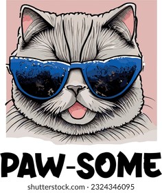a cute cat illustration with sunglasses