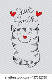 Cute cat illustration for t-shirt 