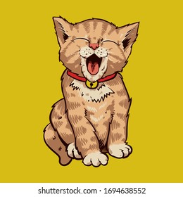 cute cat illustration and tshirt design