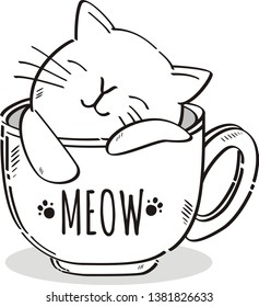 Cute cat illustration for t-shirt or other uses,in vector