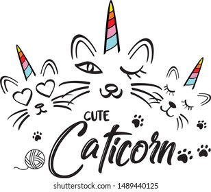 Cute cat illustration for t-shirt or other uses,in vector