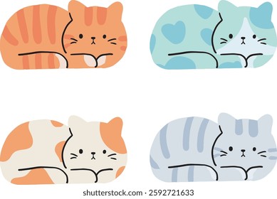 cute cat illustration with various beautiful colors