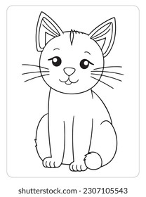 Cute Cat, ilustración de Cat, vector de gato, páginas de color de gato, animales, negro y blanco