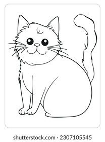 Cute Cat, Cat illustration, Cat Vector, Cat Coloring pages,  Animals, Black and white