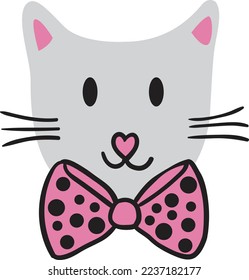 diseño vectorial de ilustración de gato lindo. dibujo de vínculo de arco