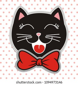 cute cat illustration vector for kids, t-shirt and apparels 