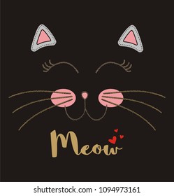 cute cat illustration vector for kids, t-shirt and apparels 