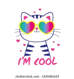 cute cat illustration as vector for kids fashion