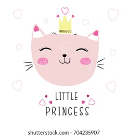 cute cat illustration vector for kids print