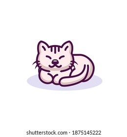 Cute cat illustration in white background