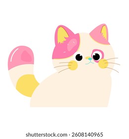 cute cat illustration in white, orange and yellow